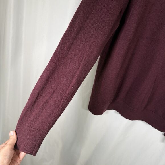 Express Merino Wool Sweater Men's Large Burgundy Long Sleeve Crew Neck Pullover - Picture 6 of 9